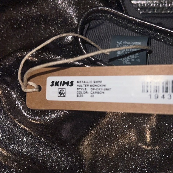 SKIMS METALLIC SWIM HALTER MONOKINI |STYLE: OP-CKY-2807 | COLOR:CARBON | NEW/NET - Picture 11 of 11